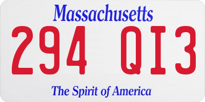 MA license plate 294QI3