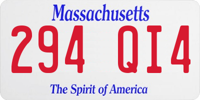 MA license plate 294QI4