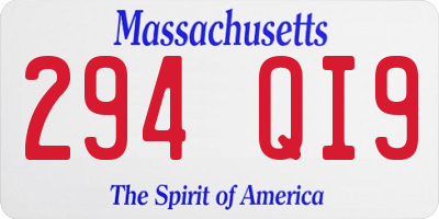 MA license plate 294QI9