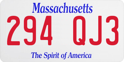 MA license plate 294QJ3