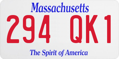 MA license plate 294QK1