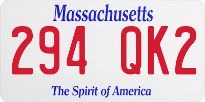 MA license plate 294QK2