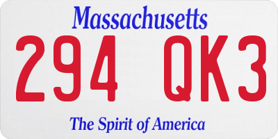 MA license plate 294QK3