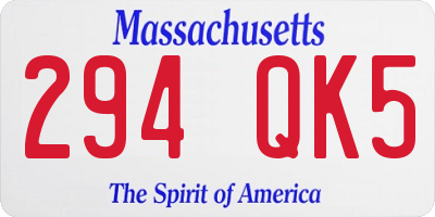 MA license plate 294QK5