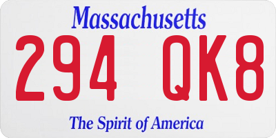 MA license plate 294QK8