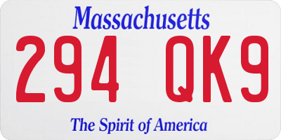 MA license plate 294QK9
