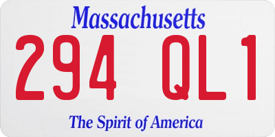 MA license plate 294QL1