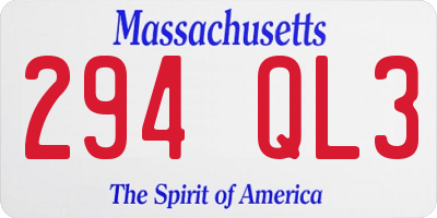 MA license plate 294QL3