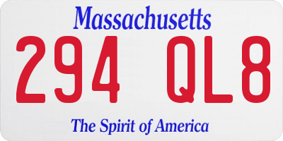 MA license plate 294QL8