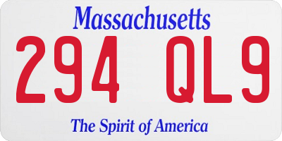 MA license plate 294QL9