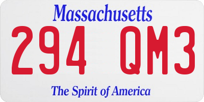 MA license plate 294QM3