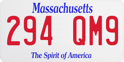 MA license plate 294QM9