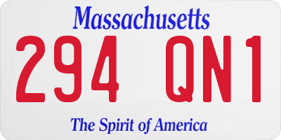 MA license plate 294QN1