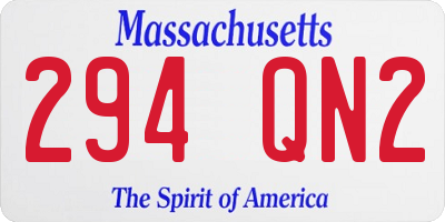 MA license plate 294QN2