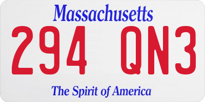 MA license plate 294QN3