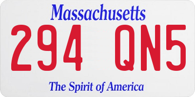 MA license plate 294QN5