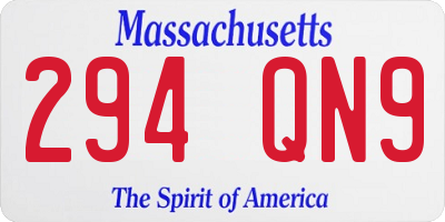 MA license plate 294QN9