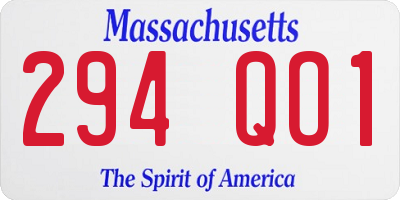 MA license plate 294QO1