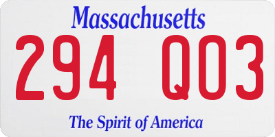 MA license plate 294QO3