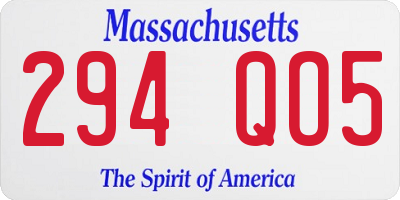MA license plate 294QO5