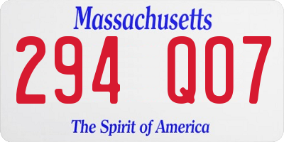 MA license plate 294QO7