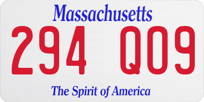 MA license plate 294QO9