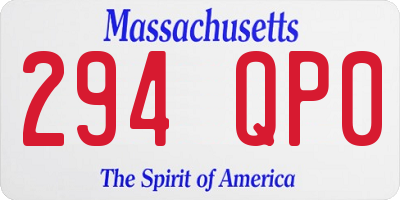 MA license plate 294QP0