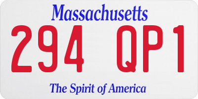 MA license plate 294QP1