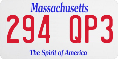 MA license plate 294QP3