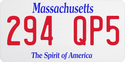 MA license plate 294QP5