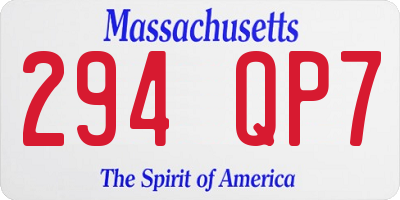 MA license plate 294QP7