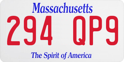 MA license plate 294QP9