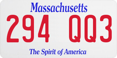 MA license plate 294QQ3