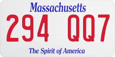 MA license plate 294QQ7