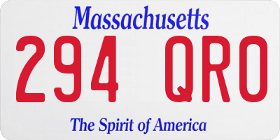 MA license plate 294QR0