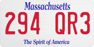 MA license plate 294QR3