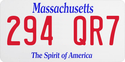 MA license plate 294QR7