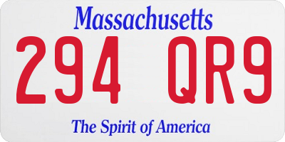 MA license plate 294QR9