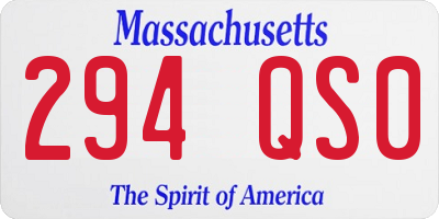 MA license plate 294QS0