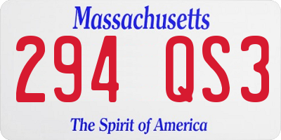 MA license plate 294QS3