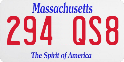 MA license plate 294QS8