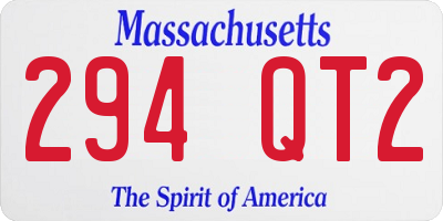 MA license plate 294QT2