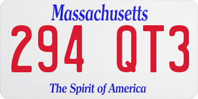 MA license plate 294QT3
