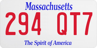 MA license plate 294QT7