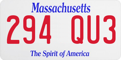 MA license plate 294QU3