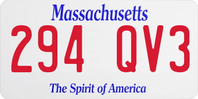 MA license plate 294QV3