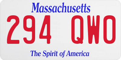 MA license plate 294QW0
