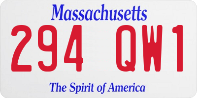 MA license plate 294QW1