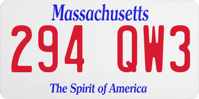 MA license plate 294QW3