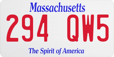 MA license plate 294QW5